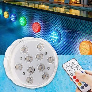 Set od 4 vodootporne RGB svetiljke + daljinski upravljač | AQUASHEIN